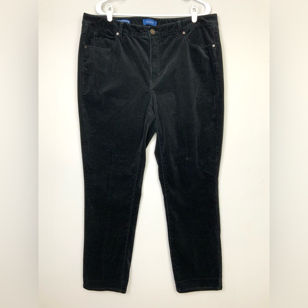 Talbots Sz 16W Black Micro Corduroy High Waist Straight Leg Pants Jeans